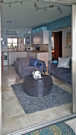 Isla Mujeres vacation rentals,  sailfish condo #402 looking in from balcony